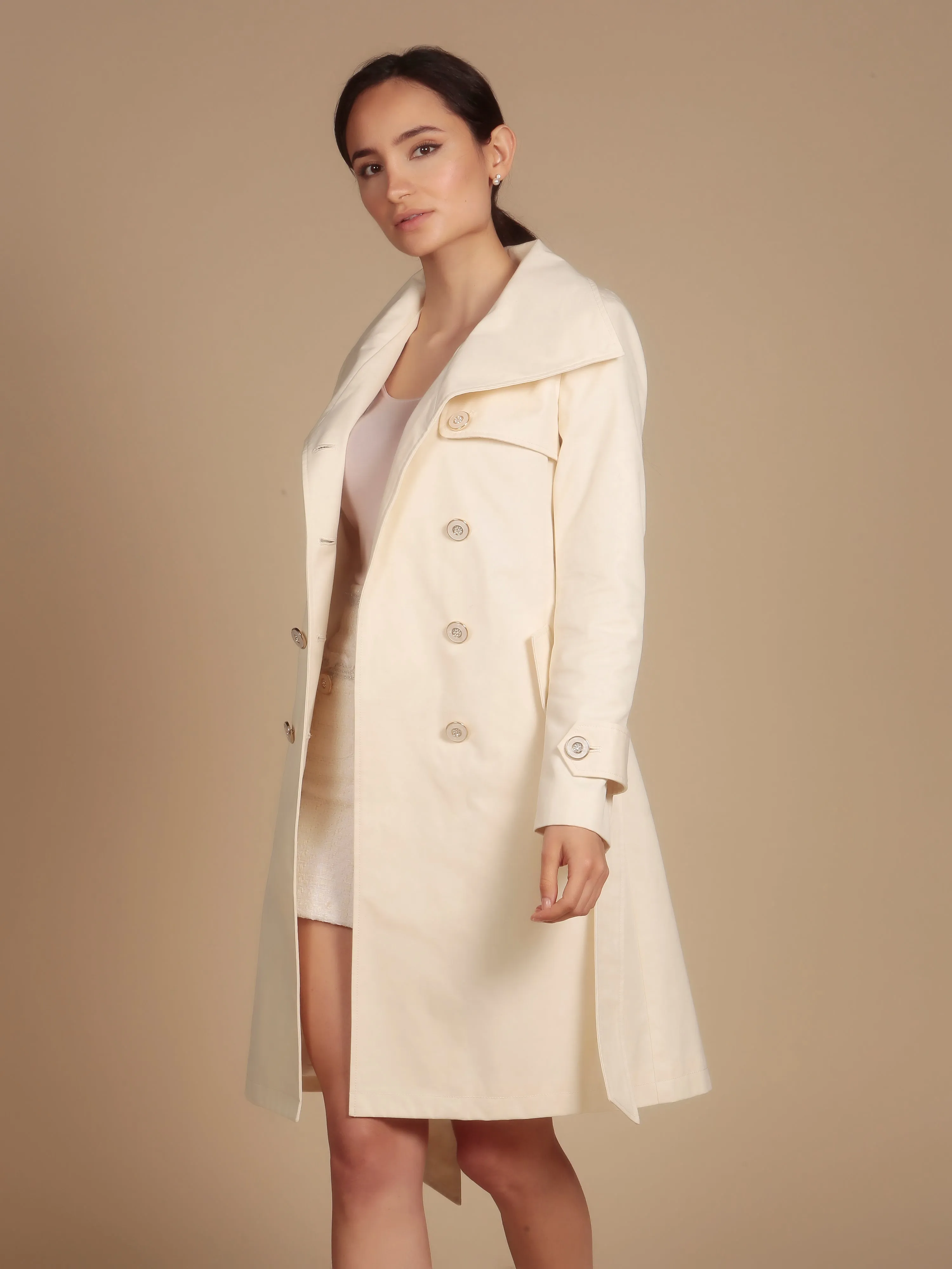 'Malena' Cotton Trench in Crema