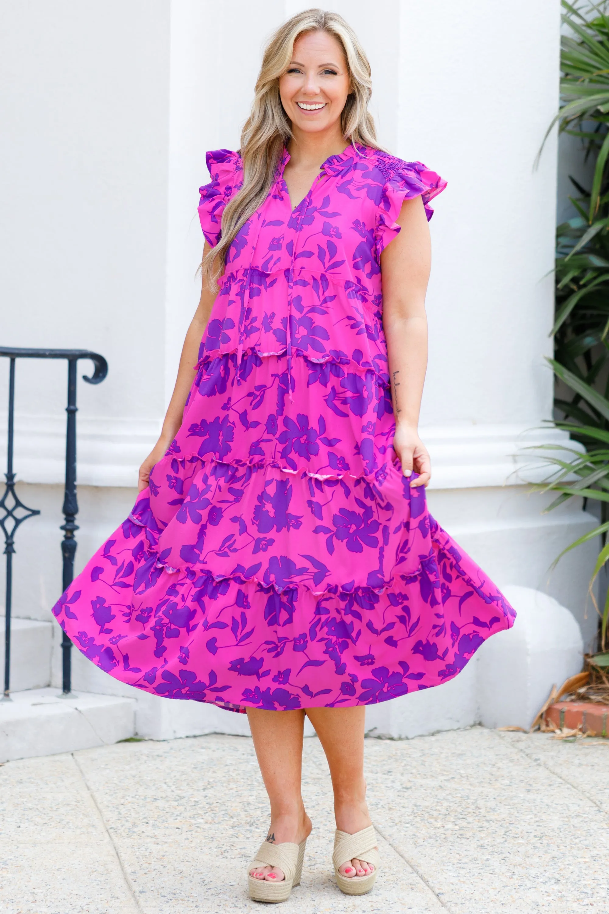 Moon Gazing Dress, Magenta Mix