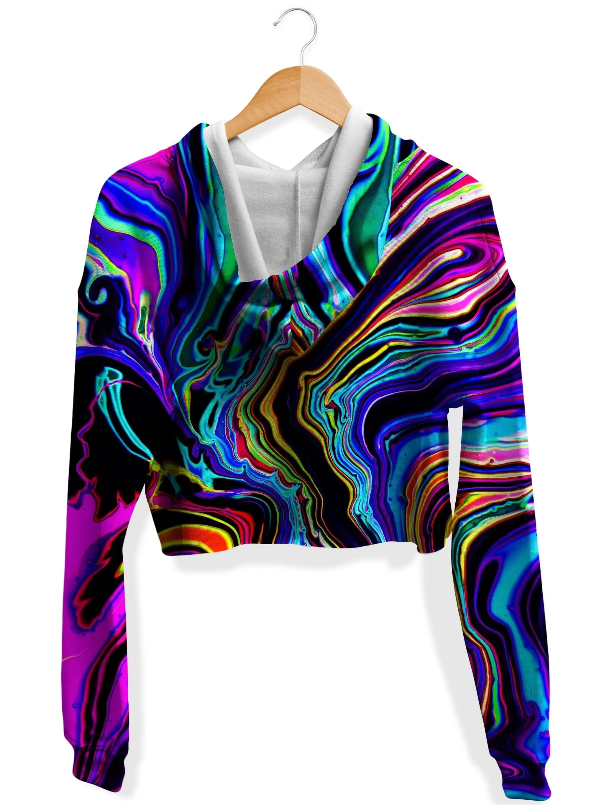 Neon Rift Fleece Crop Hoodie (Clearance)