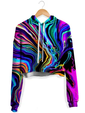 Neon Rift Fleece Crop Hoodie (Clearance)