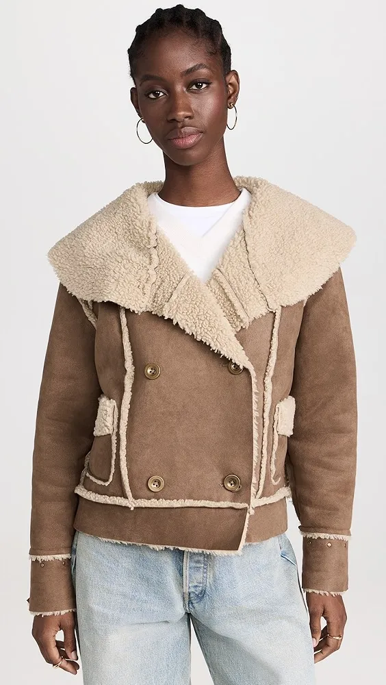 NSF   Hazel Faux Shearling Pea Coat 