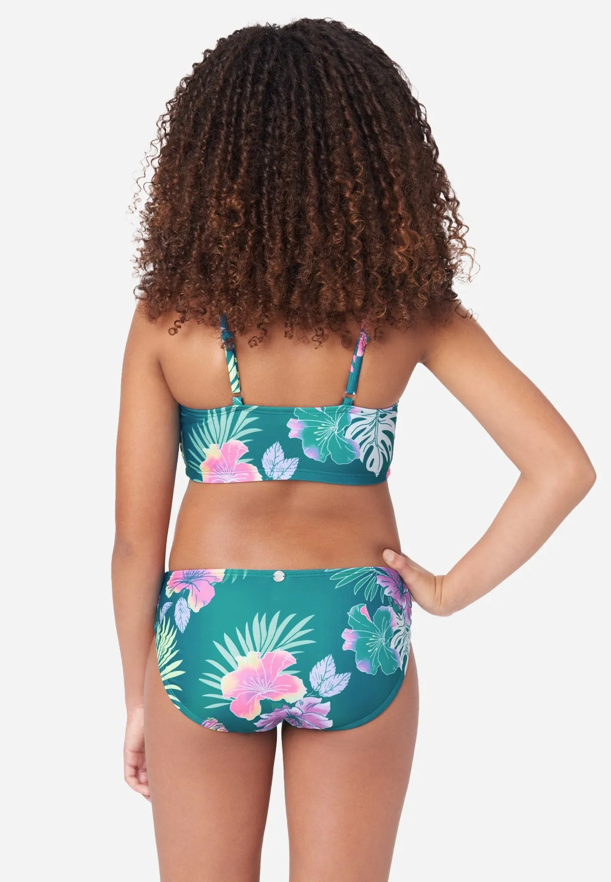 Patterned Smocked Bikini Swim Set