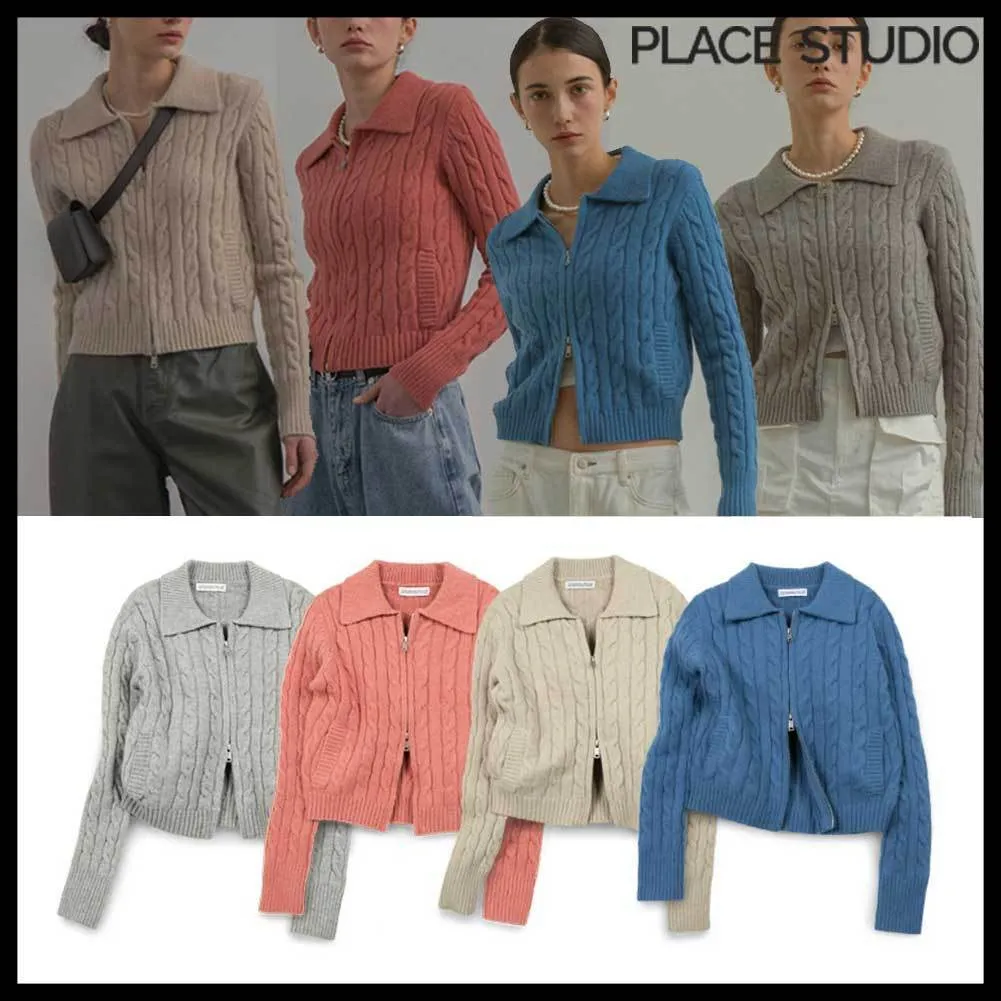 PLACE STUDIO  |Casual Style Blended Fabrics Street Style Long Sleeves Plain