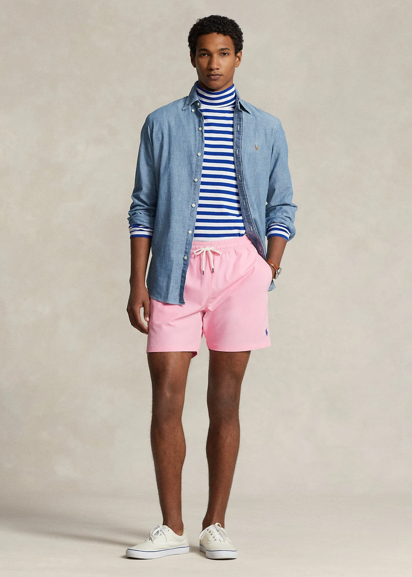 Polo Ralph Lauren - Short de bain Traveler classique Course pink