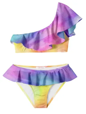 Purple Tie Dye One Shoulder Bikini