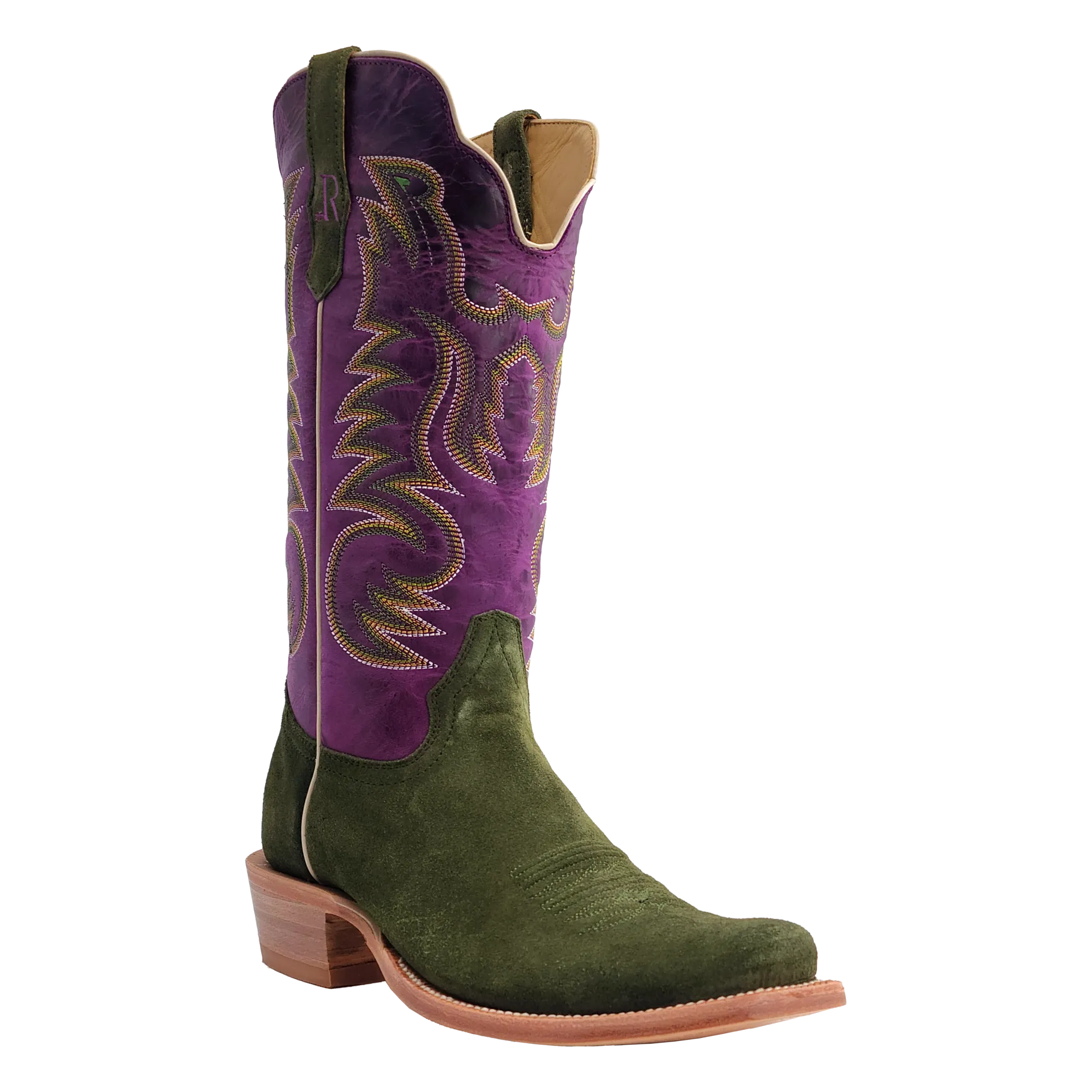 R. Watson Women’s Forest Green Rough Out Electric Purple Cowhide Boot