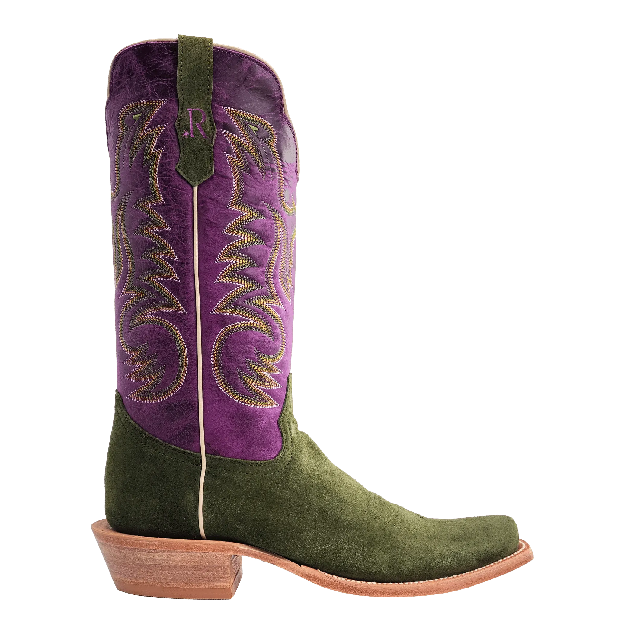 R. Watson Women’s Forest Green Rough Out Electric Purple Cowhide Boot