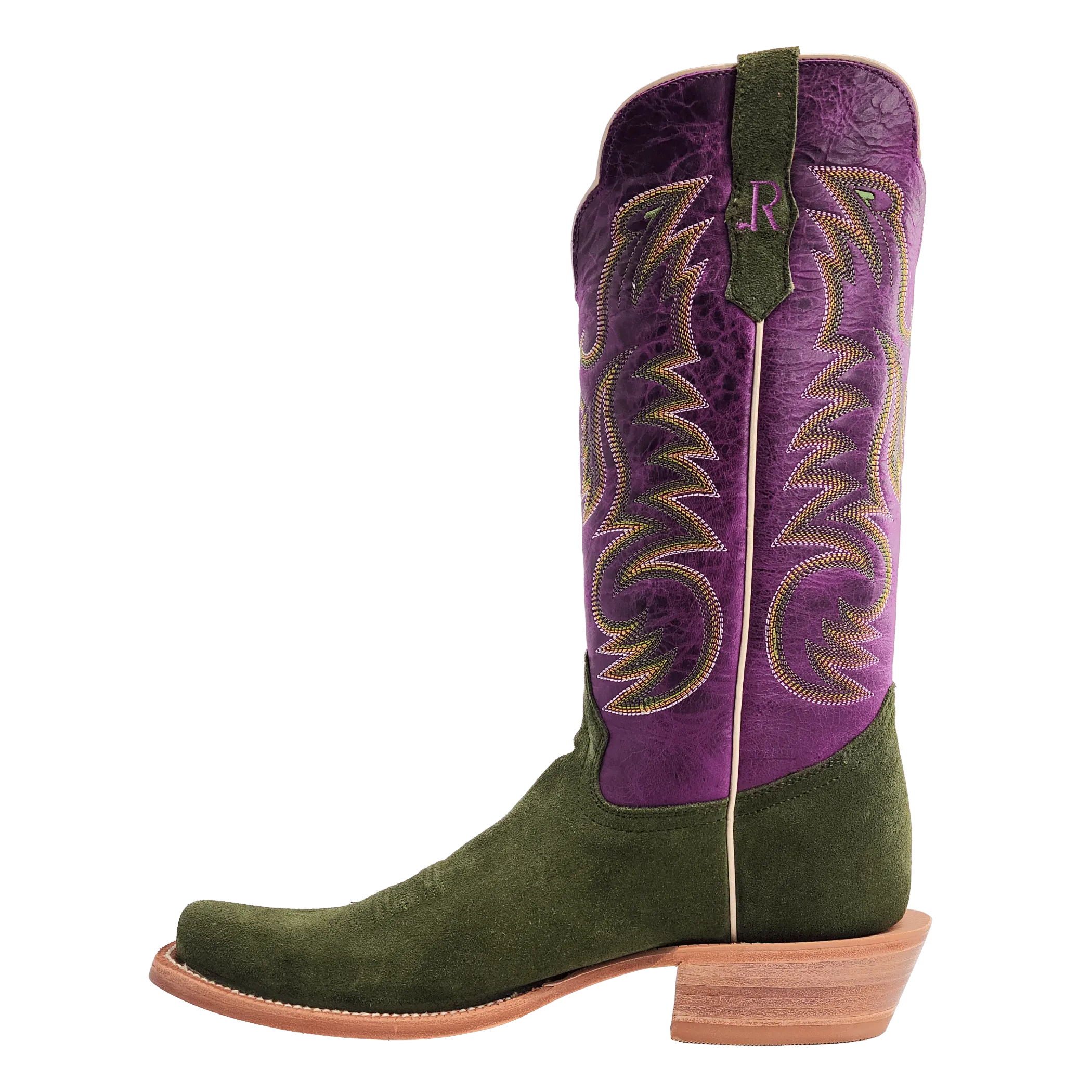 R. Watson Women’s Forest Green Rough Out Electric Purple Cowhide Boot