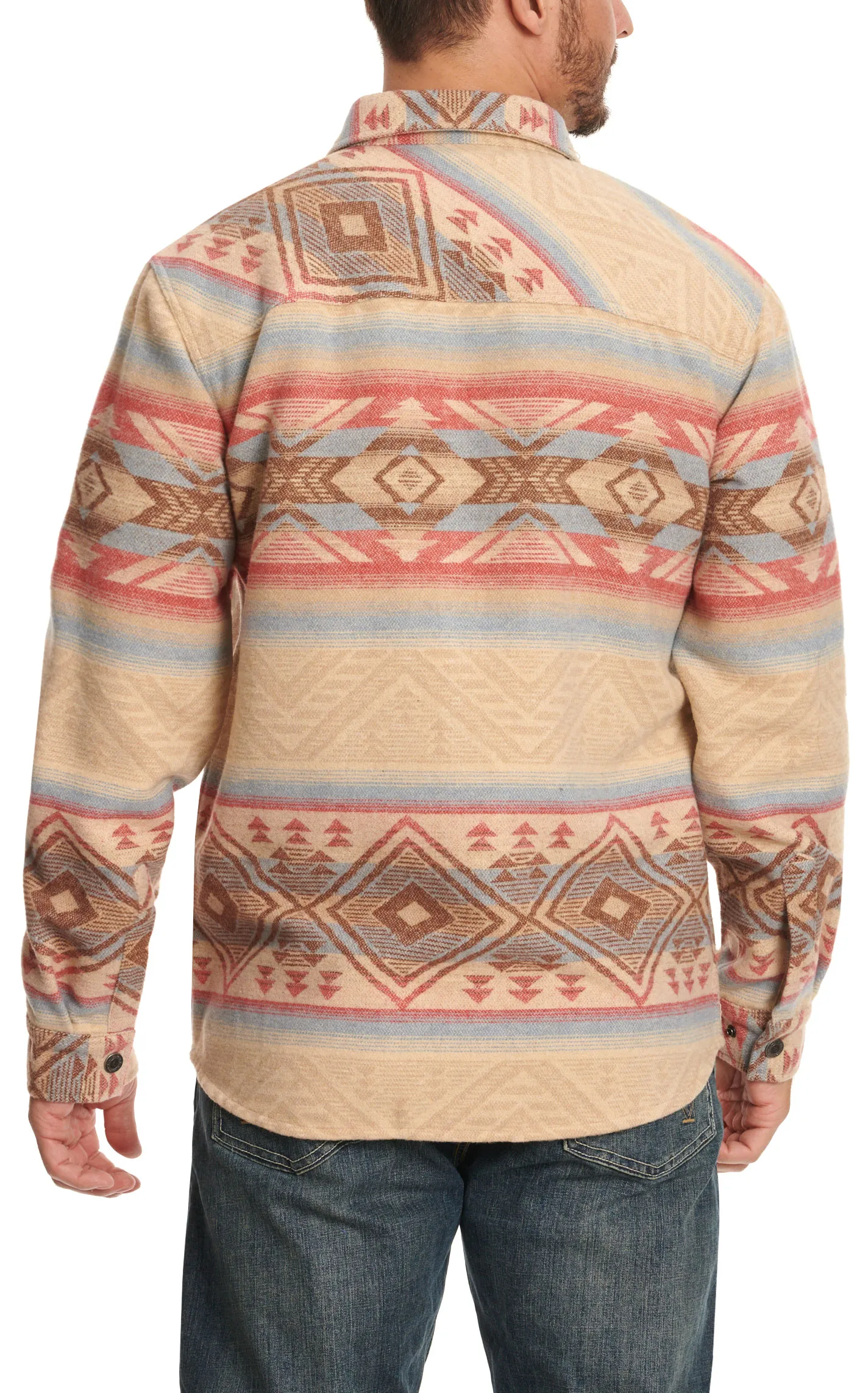 Rafter C Red Dirt Collection Men's Sandy Tan Aztec Blanket Print Shirt Jacket