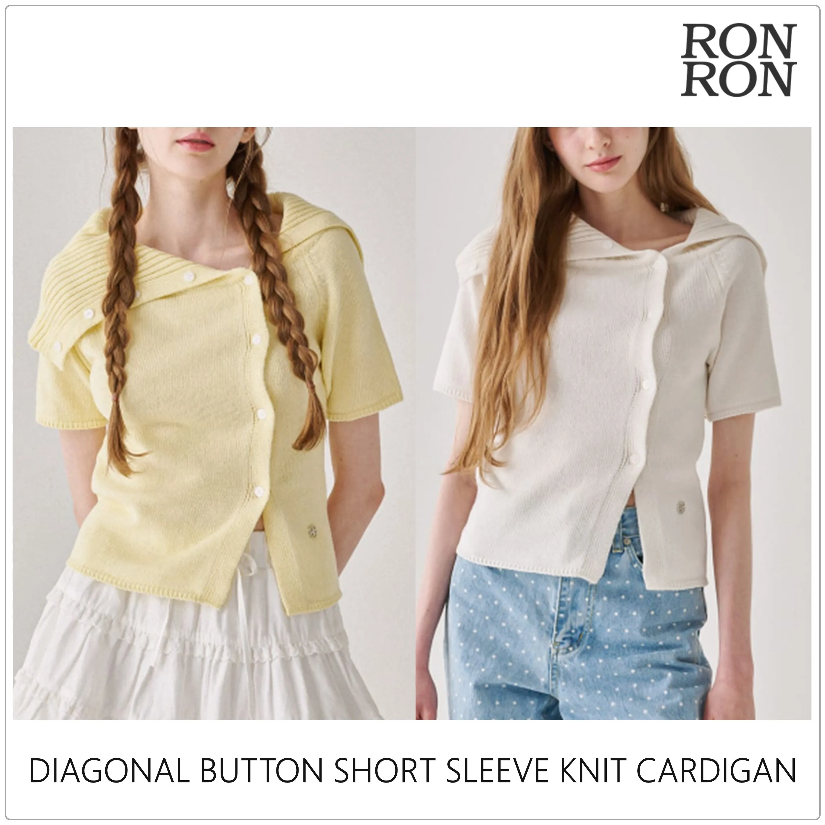 RONRON  |Plain Cotton Short Sleeves Logo Cardigans