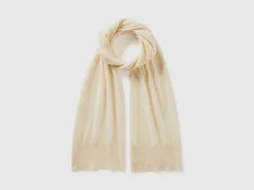 Scarf in pure Merino wool - Creamy White | Benetton