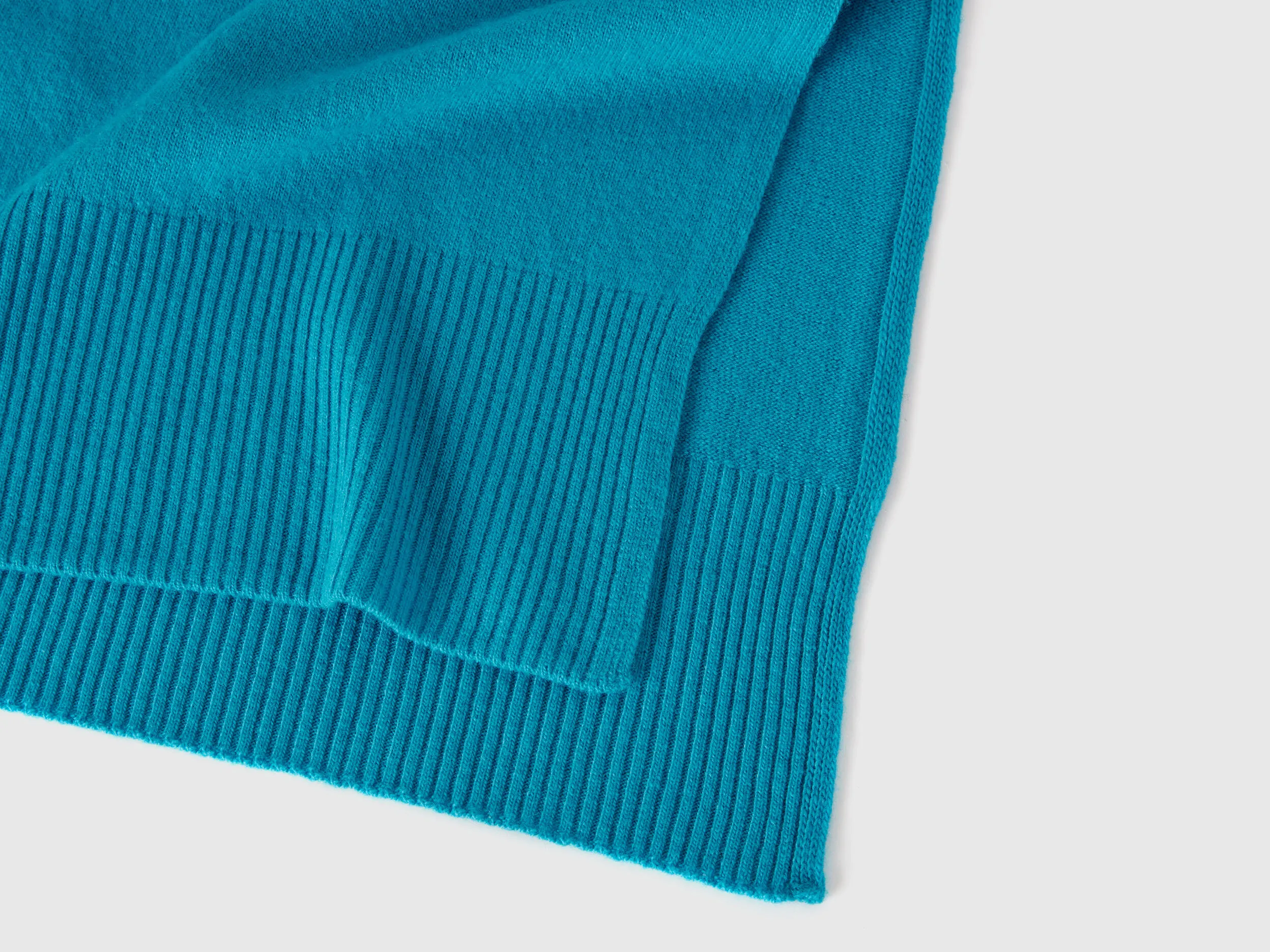 Scarf in pure Merino wool - Turquoise | Benetton