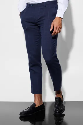 Slim Crop Windowpane Suit Pants