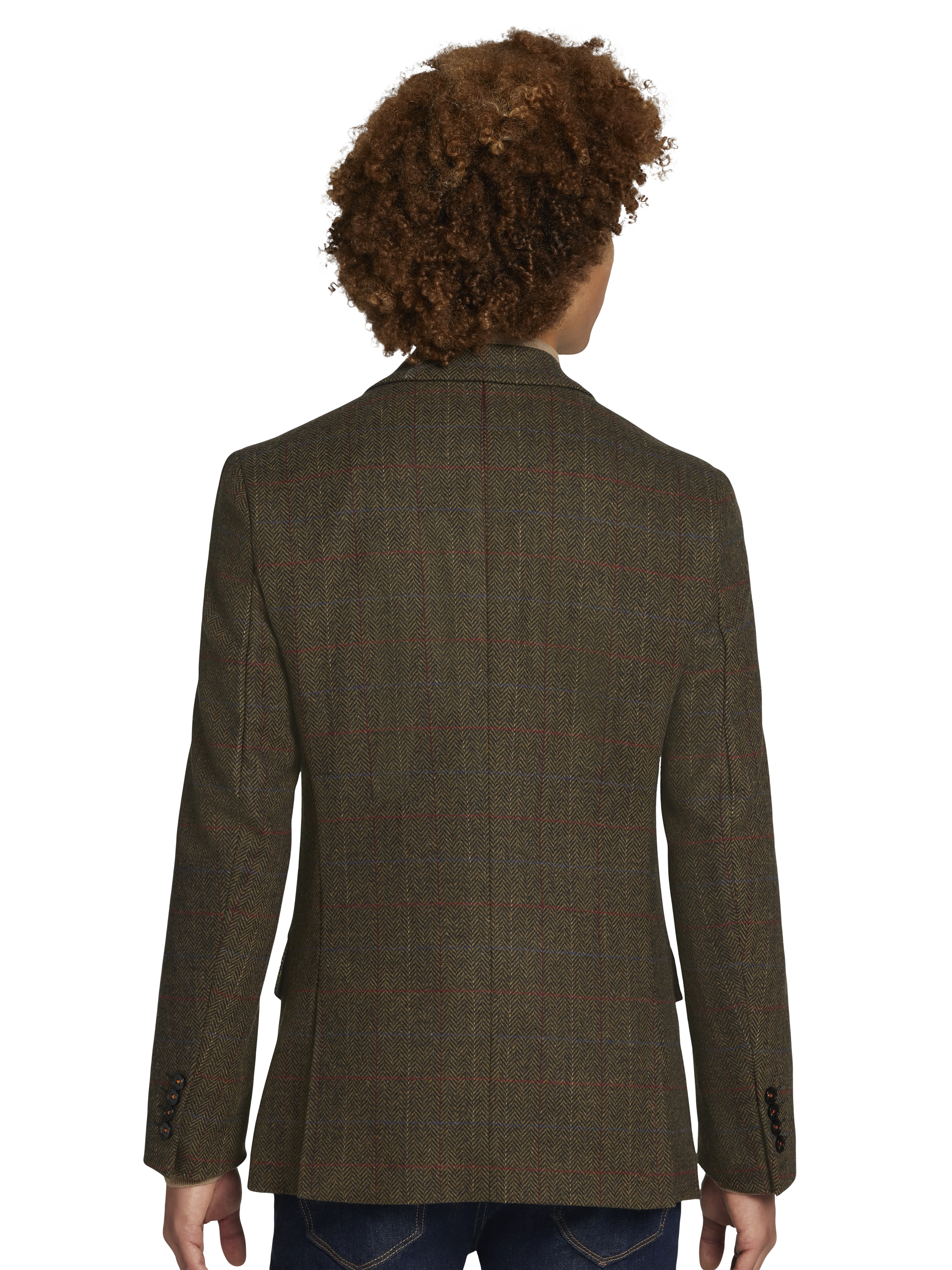 Slim Fit Herringbone Plaid Soft Touch Jacket