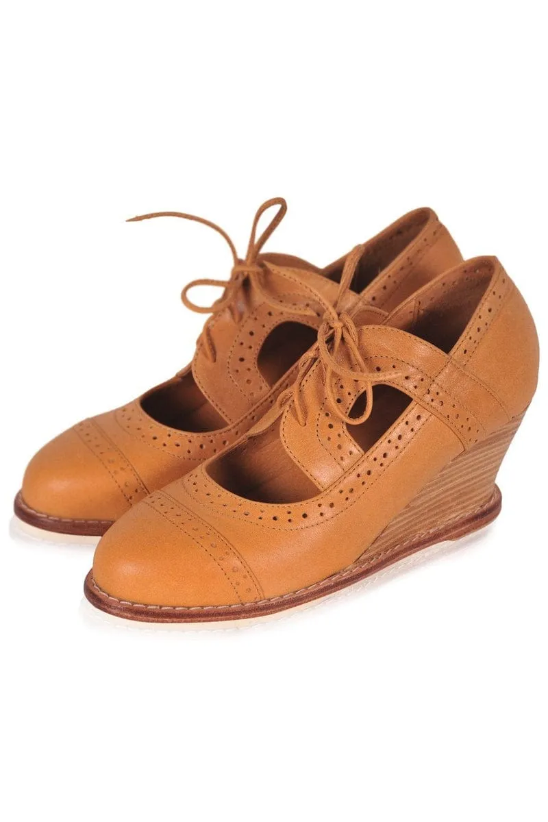 Stockholm Oxford Wedges in Vintage Brown