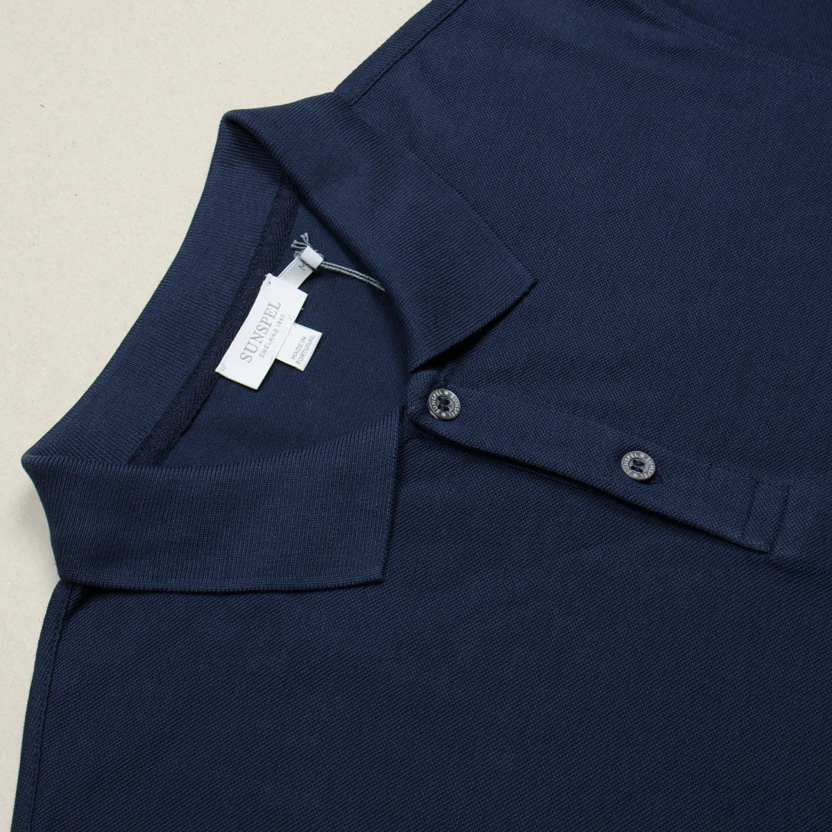 Sunspel - Short Sleeve Piqué Polo Shirt - Navy