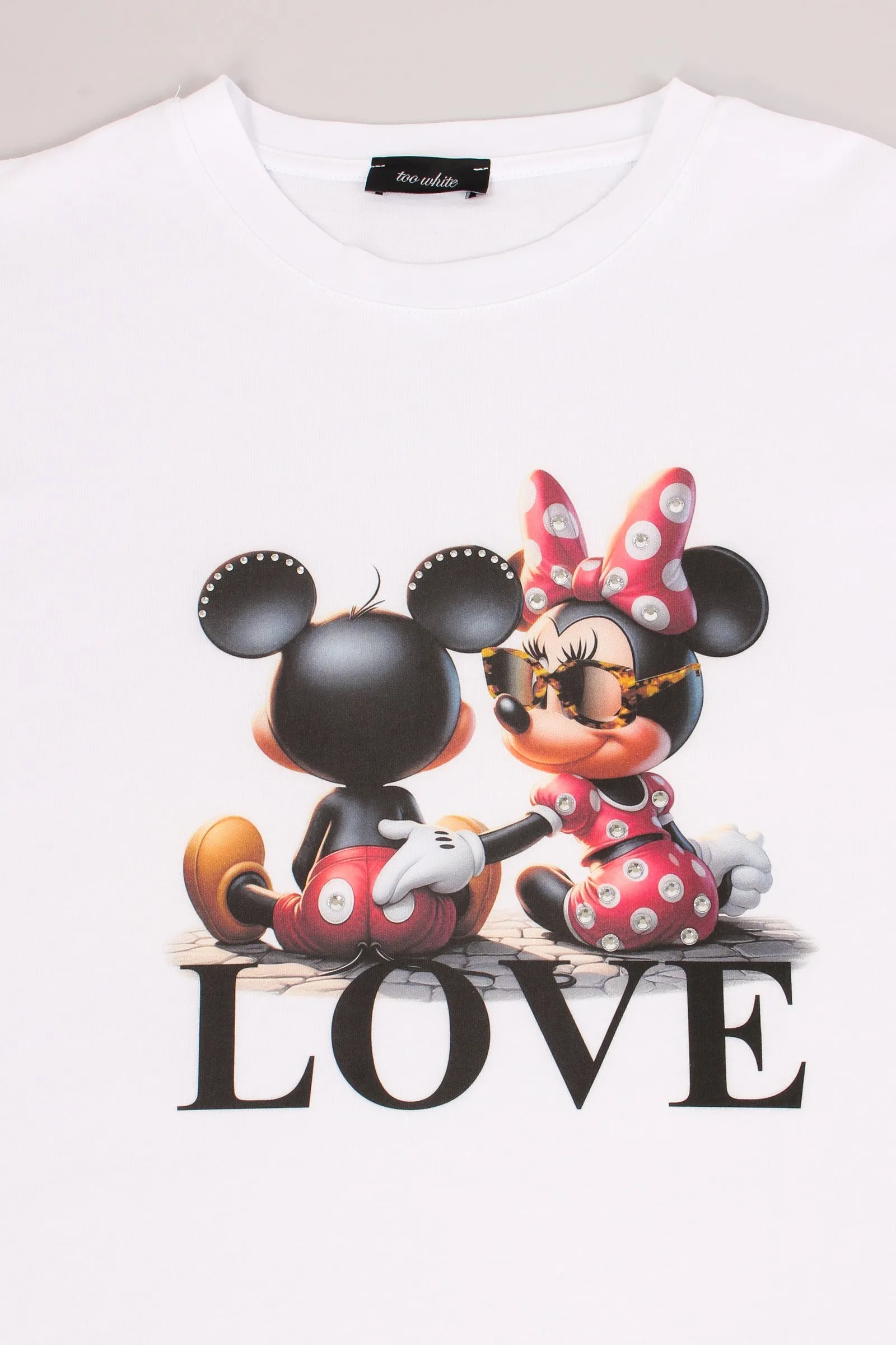 T-shirt Over Minnie E Topolino Bianco