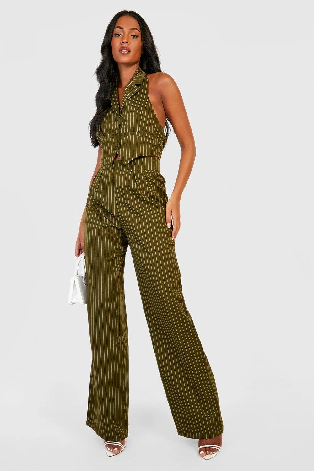 Tall Wide Leg Pinstripe Pants