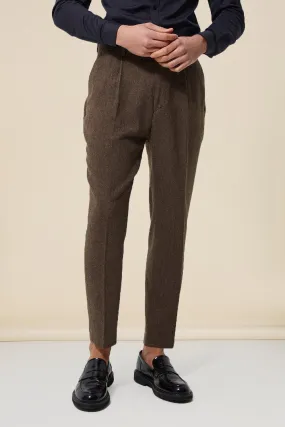 Tapered Fit Herringbone Suit Pants