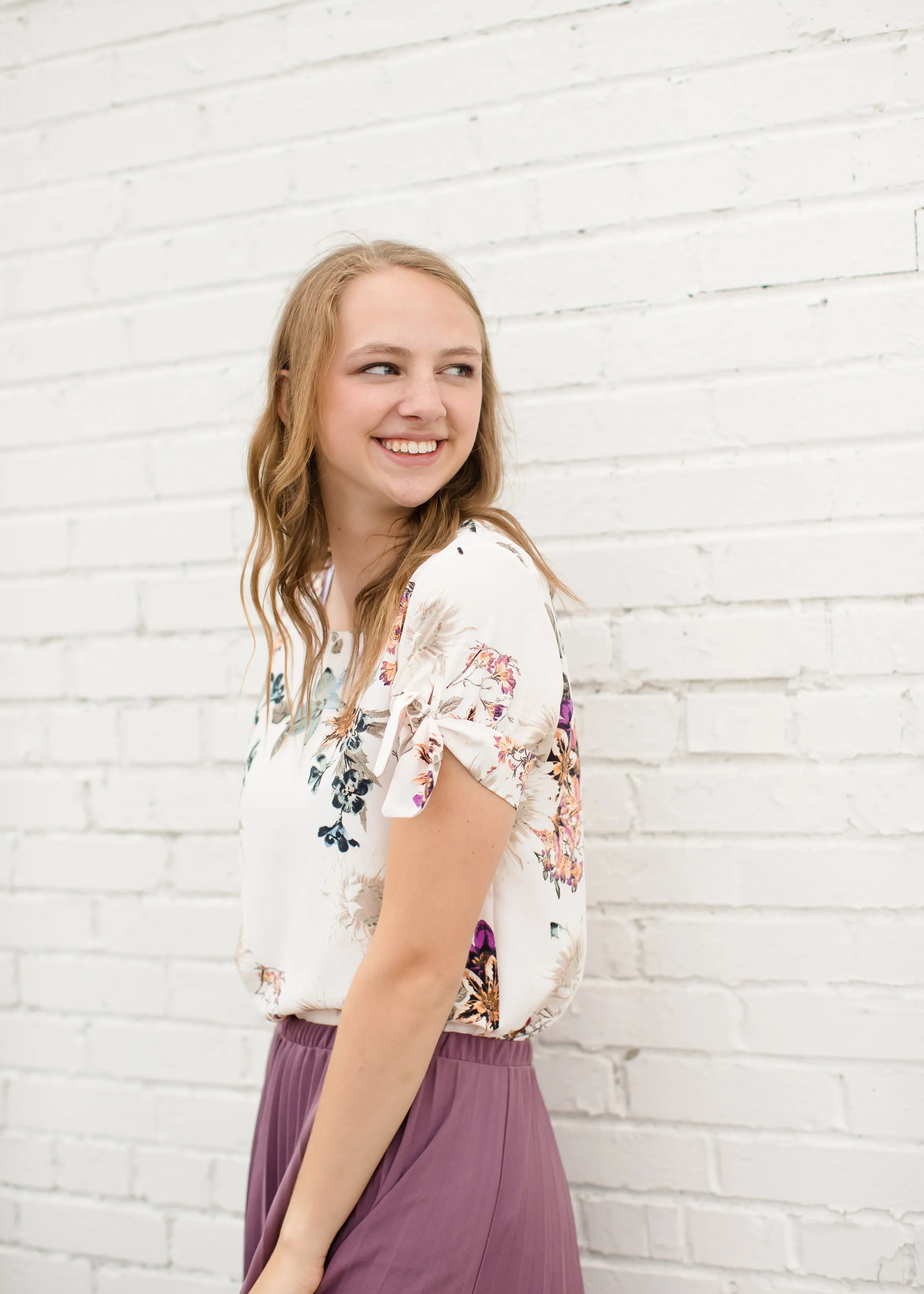 Tie Sleeve Foral Blouse