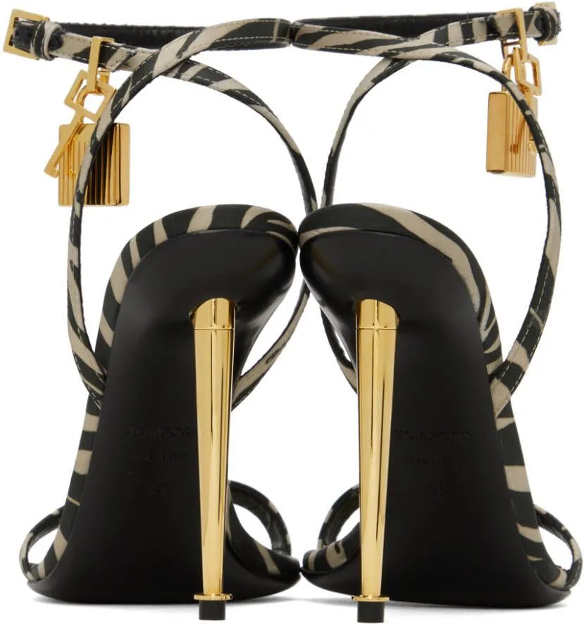 TOM FORD Black & Beige Padlock Pointy Naked Sandals