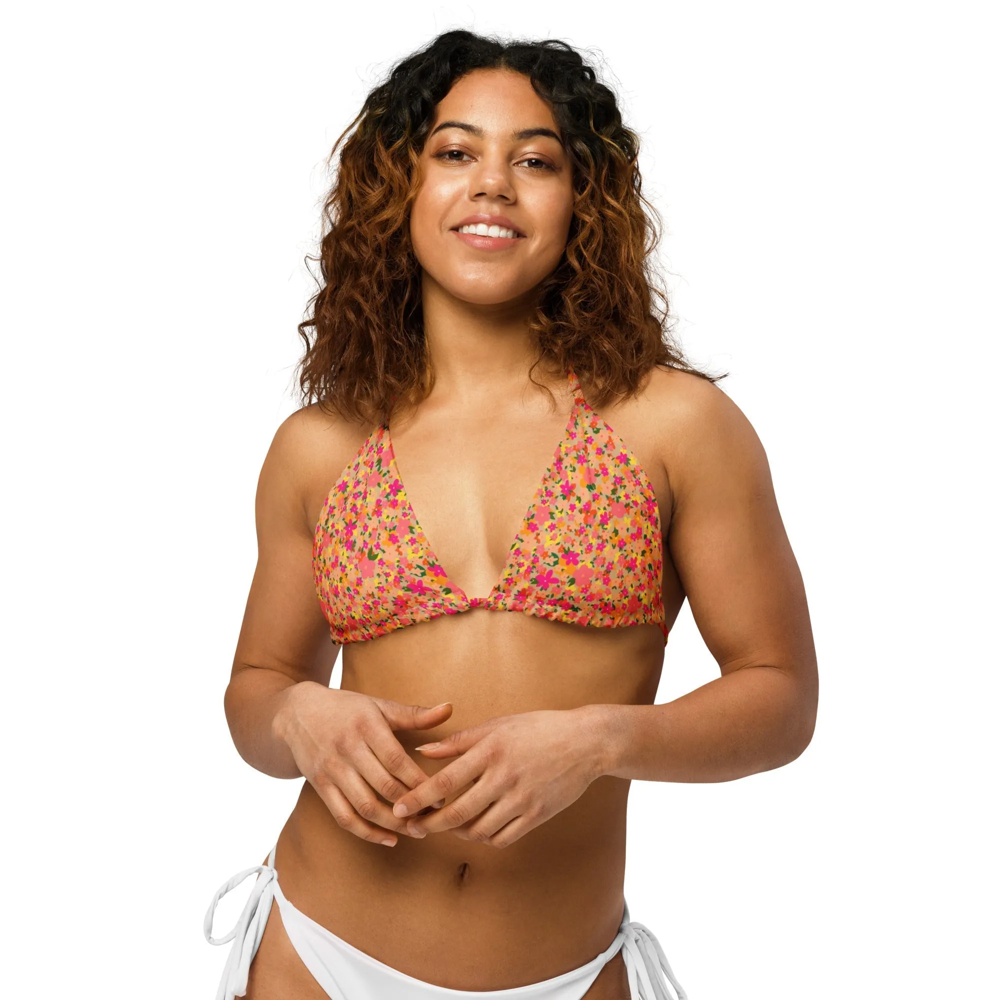 TRIANGLE STRING BIKINI TOP ECO - DITSY MANDARINS