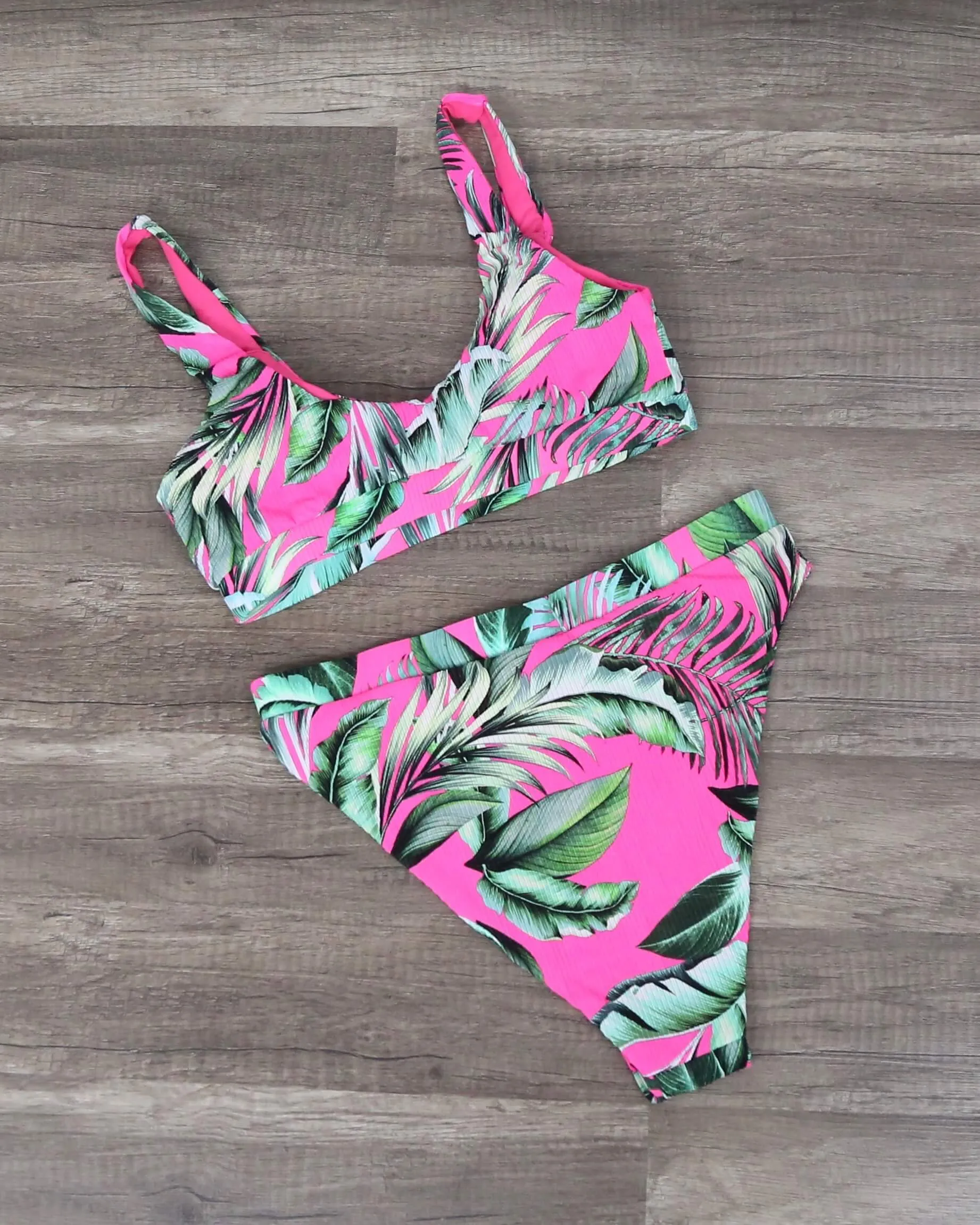 Tropical Fusion High Waisted Bikini in Pink