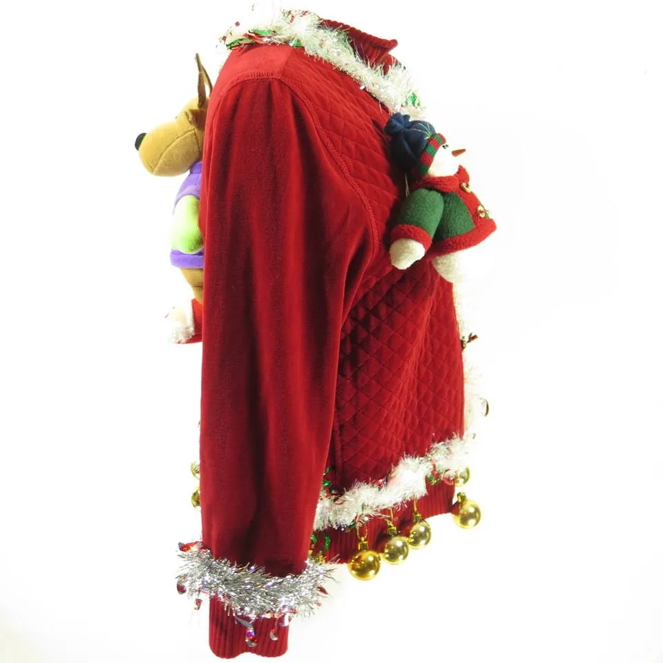 Ugly Christmas Pants Jacket Set Womens M Garland Ornaments Jingle Bells