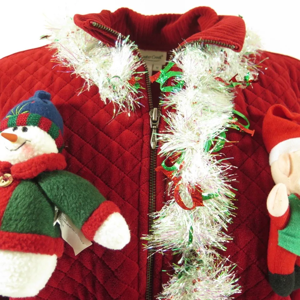 Ugly Christmas Pants Jacket Set Womens M Garland Ornaments Jingle Bells