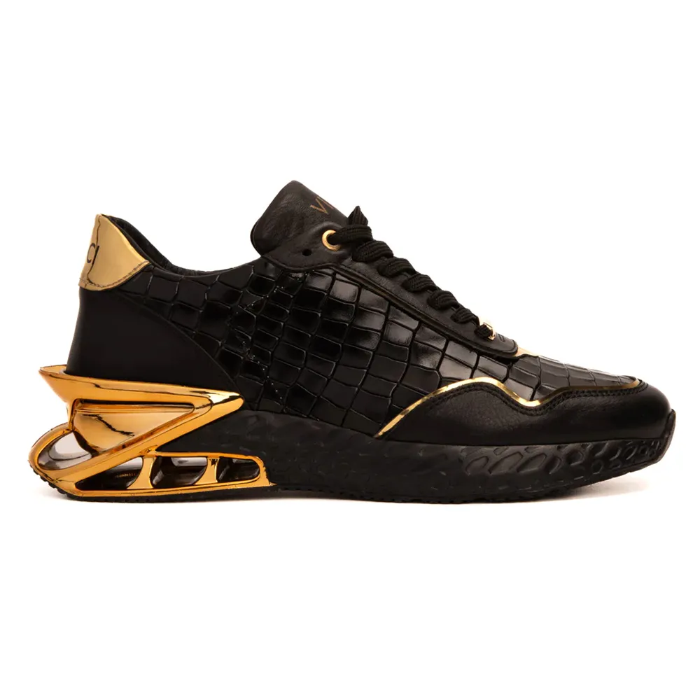 Vinci Leather Bellagio Leather Sneaker Black / Gold