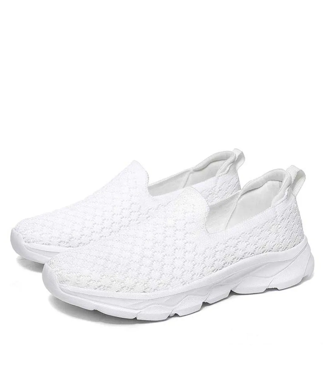 White check texture casual slip on shoe sneaker