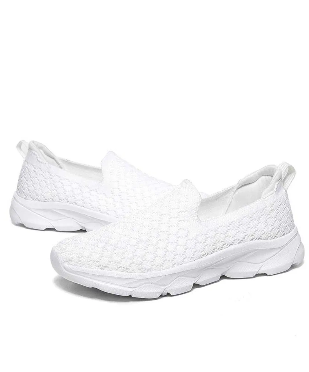 White check texture casual slip on shoe sneaker