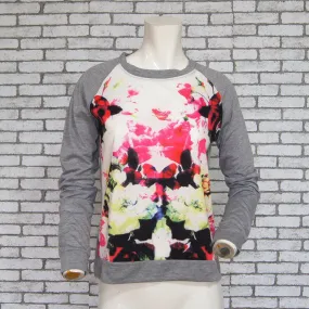 Women Casual Long Sleeve Hoodies Pullover O-neck Floral Print Patchwork Sweatshirts Sudaderas Mujer Plus Size SM6