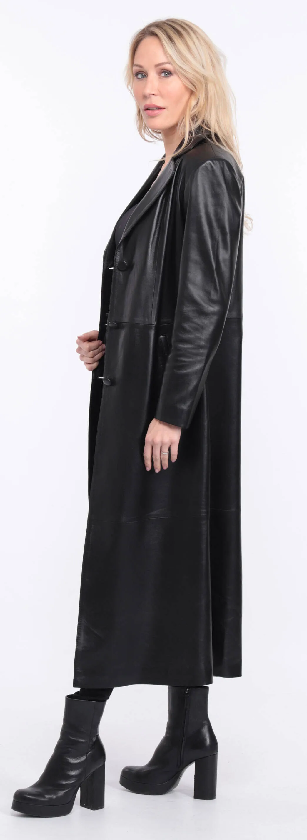 Women's black lambskin leather coat jorda