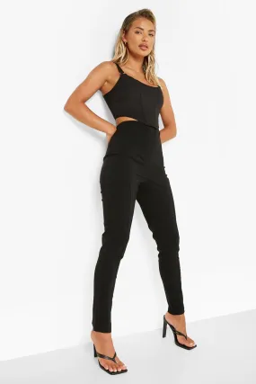 Woven High Waist Skinny Pants